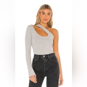 Lovers and Friends One Sleeve Cutout Top in Heather Gray